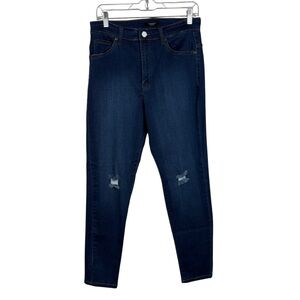 American Bazi Dark Wash Stretch Denim Distressed High Waisted Skinny Jeans 1X